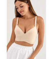 Бюстгальтер бежевый без косточек для беременных и кормящих мам