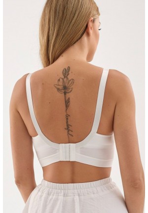 Бюстгальтер белый без косточек для беременных и кормящих мам