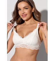 Бюстгальтер белый кружевной без косточек для беременных и кормящих мам