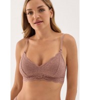Бюстгальтер мокко кружевной без косточек для беременных и кормящих мам
