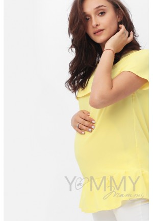 Блуза с воланом желтая для беременных и кормящих