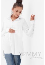 Рубашка белая с внутренним топом для беременных и кормящих..