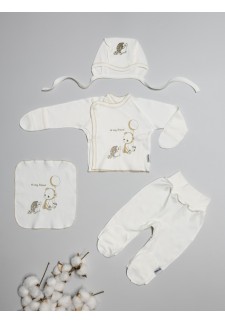 Комплект для новорожденного HI MY FREND (распашонка, чепчик, ползунки, платочек) Р56-62 (цвета в ассортименте)