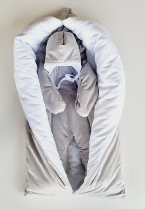Набор на выписку SOFI серый (одеяло, комбинезон утепл., комбинезон, шапка, чепчик, пояс) 
