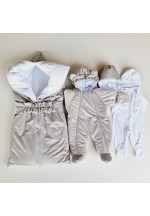 Набор на выписку SOFI серый (одеяло, комбинезон утепл., комбинезон, ша..