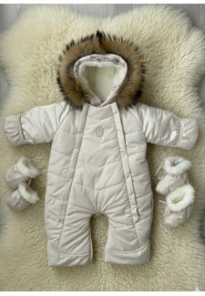 Детский комбинезон-трансформер на овчине айвори «Шарм»..