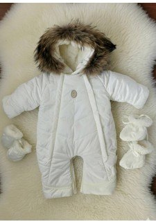 Детский комбинезон-трансформер на овчине белый «Шарм» ..