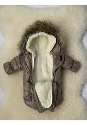 Детский комбинезон-трансформер на овчине какао «Прелесть» 