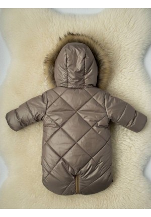 Детский комбинезон-трансформер на овчине какао «Прелесть» 