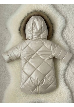 Детский комбинезон-трансформер на овчине кремовый «Прелесть» 