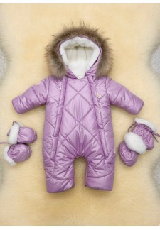 Детский комбинезон-трансформер на овчине лиловый «Прелесть» ..