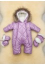 Детский комбинезон-трансформер на овчине лиловый «Прелесть» 