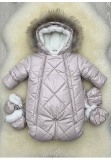 Детский комбинезон-трансформер на овчине пудра «Прелесть» ..