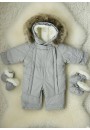 Детский комбинезон-трансформер на овчине серый «Короны»