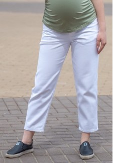 Брюки-джинсы белые для беременных 100% хлопок