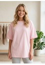 Футболка оверсайз из футера нежно-розовая для беременных F-209