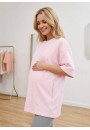 Футболка оверсайз из футера нежно-розовая для беременных и кормящих F-210