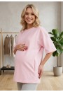Футболка оверсайз из футера нежно-розовая для беременных и кормящих F-210