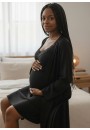 Комплект для роддома (халат + сорочка) "Мали" черный для беременных и кормящих 