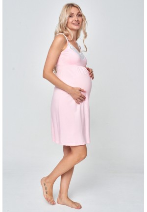 Комплект для роддома (халат + сорочка) "Лина" светло-розовый для беременных и кормящих 