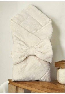 Одеяло муслиновое с бантом на выписку айвори (O-002) ..
