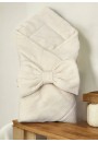 Одеяло муслиновое с бантом на выписку айвори (O-002) 