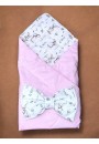 Одеяло детское с бантом на выписку розовое/зайцы (O-012)