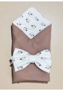 Одеяло детское с бантом на выписку вафля какао/овечки (O-015)