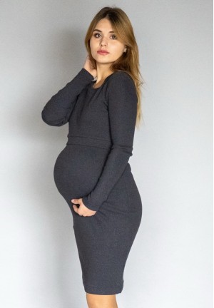 Платье "Эластик" антрацит для беременных и кормящих