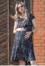 Платье "Джулия" полевые цветы на синем для беременных 