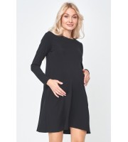 Платье "Либерти" черное для беременных P-078