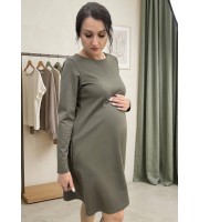 Платье "Либерти" хаки для беременных P-076