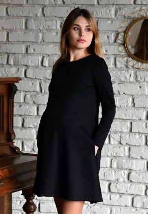 Платье "Либерти" черное для беременных