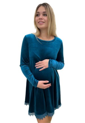Платье "Вивьен" изумрудно-бирюзовый бархат для беременных
