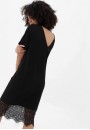 Платье-футболка черное с кружевом для беременных и кормящих (3016)