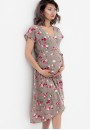 Платье на запах бежевое/цветы для беременных и кормящих